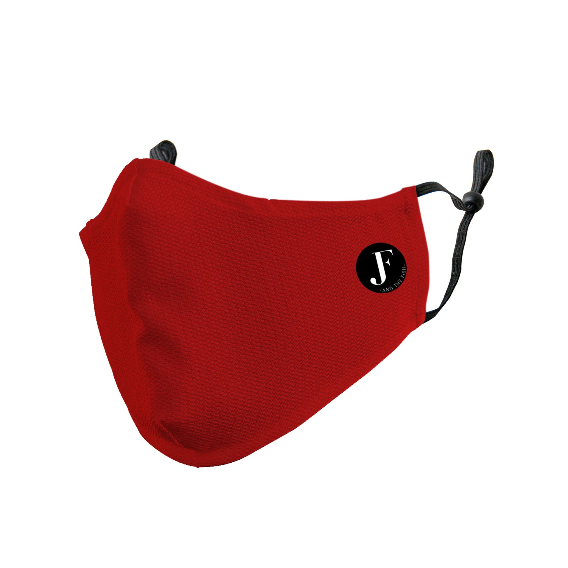 Jackie and the fish mondmasker rood met logo zwart zwarte oren